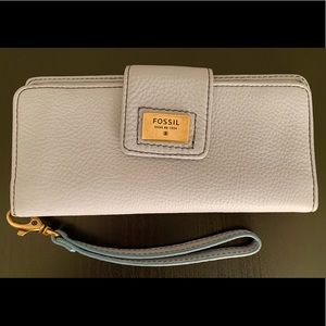 Fossil Baby Blue Leather Wallet Wristlet